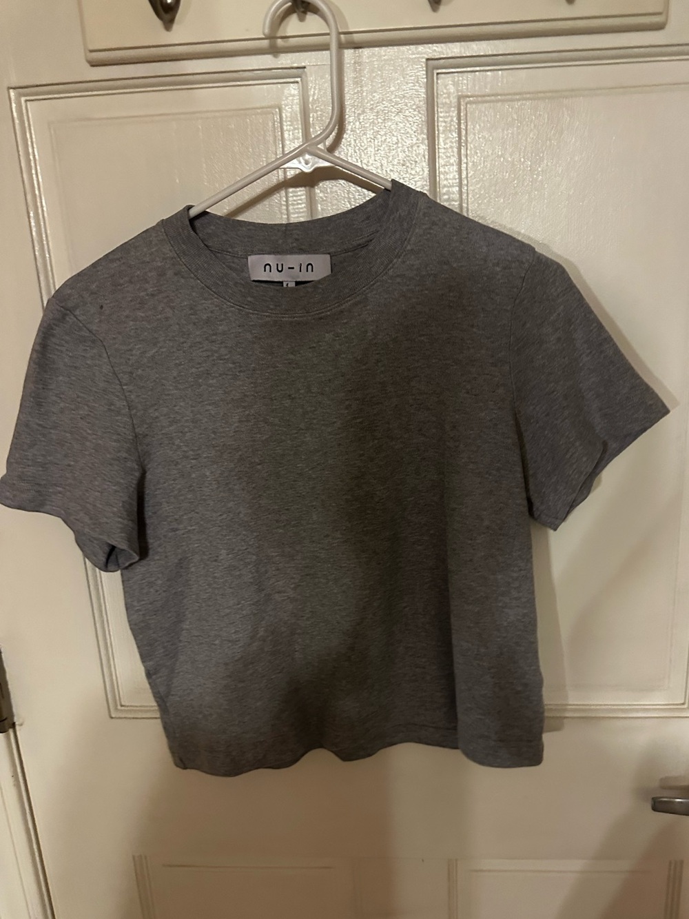 nu-in Gray Cropped Crewneck Tee